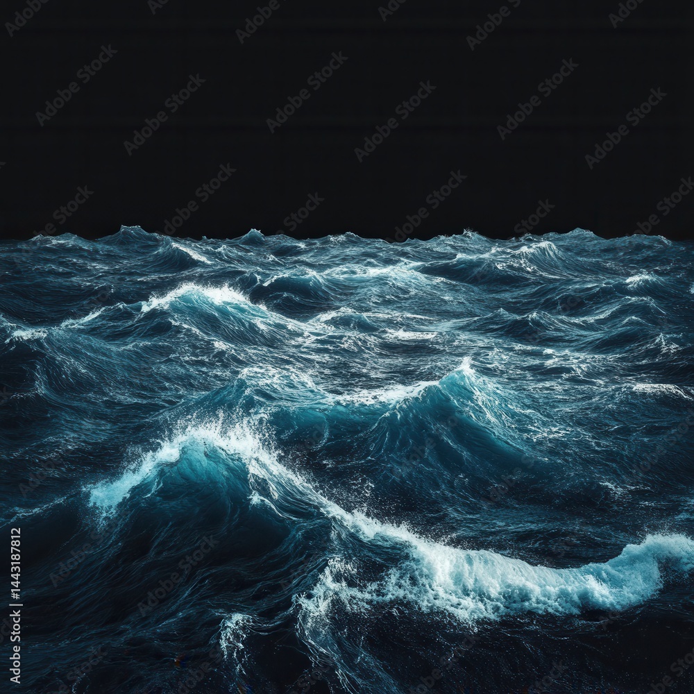 Poster dramatic ocean waves under a dark sky creating a powerful and moody seascape with dynamic movement a