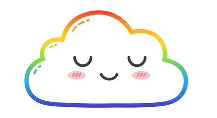 Obraz premium Rainbow Gradient Cloud with Cute Cartoon Face