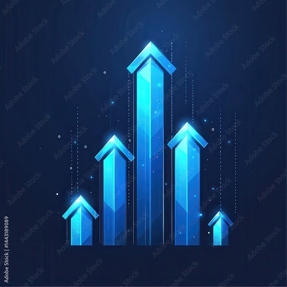 Aufkleber blue growth graph business chart data diagram on success financial presentation background with abst