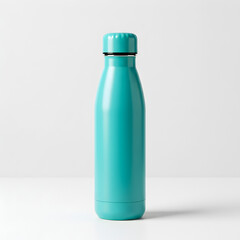Naklejka premium Teal Insulated Water Bottle Stainless Steel Reusable EcoFriendly Hydration Bottle on white background