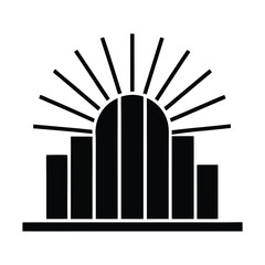 Naklejka premium Rising sun behind bar chart on white background