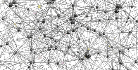 Abstract 3D rendering of a complex network.  Ideal for technology, connection, and data visualization.