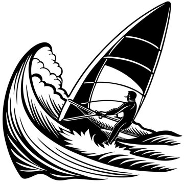 windsurfer silhouette vector