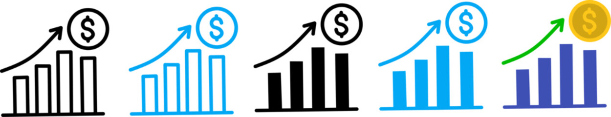 Financial Growth Icon Set - SEO Friendly Business and Investment Vector Symbols