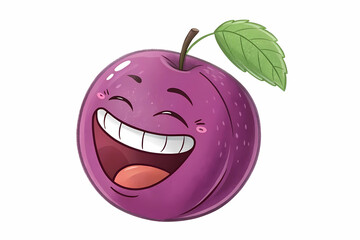 Obraz premium Delightful Cartoon Plum Character Illustration A Joyful Purple Fruit with a Big Smile