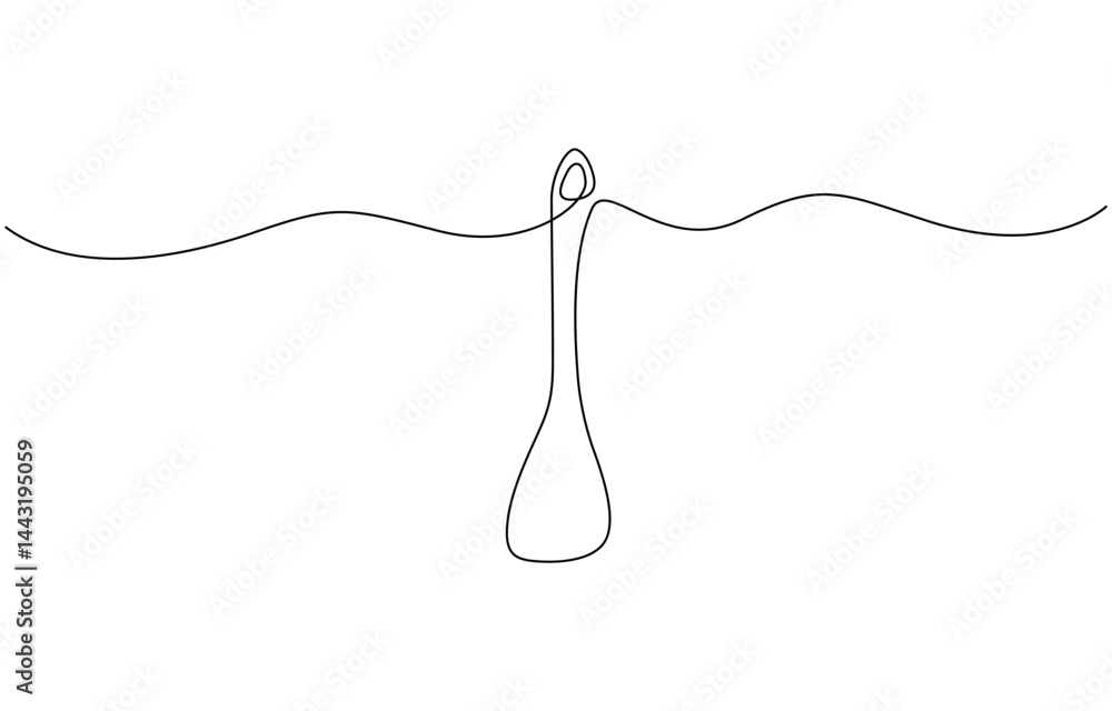 Aufkleber Continuous one line kitchen spatula vector illustration, Continuous Line Drawing Of Spatula. One Line Of Spatula. Kitchen Tool Continuous Line Art. Editable Outline.