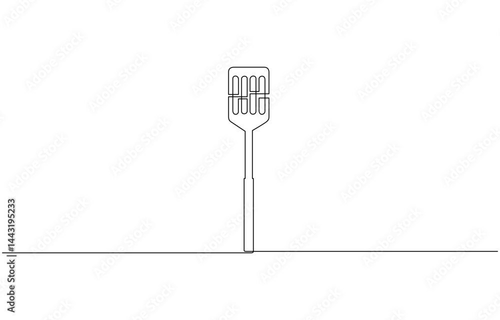 Aufkleber Continuous one line kitchen spatula vector illustration, Continuous Line Drawing Of Spatula. One Line Of Spatula. Kitchen Tool Continuous Line Art. Editable Outline.