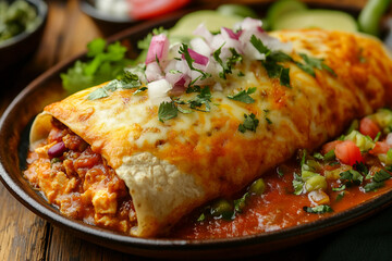 Generative AI close up of traditional Mexican food meal dish yummy mockup presentation