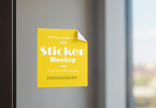 Sticker Mockup on a Glass Window