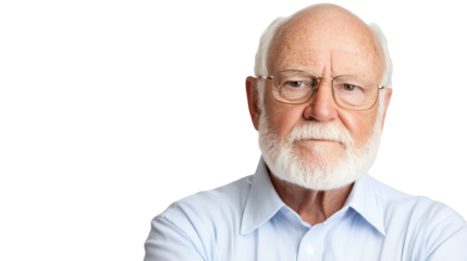 Timeless wisdom, a closeup portrait of an elderly man with distinguished white beard and glasses