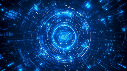 Blue technology-themed background with dynamic abstract elements for modern digital designs