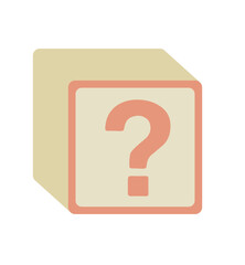 vector illustration of a wooden baby block with a question mark