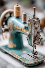 Fototapeta premium Vintage Sewing Machine CloseUp - National Sewing Machine Day