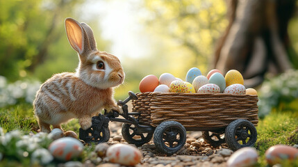 easter bunny and easter eggs