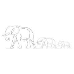 Fototapeta premium Continuous line of walking standing elephant. Single one line art of wild elephant.