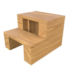 Step Stool, 3d illustration isolated on white background
