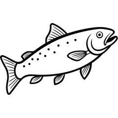Minimalist Trout Line Art Vector