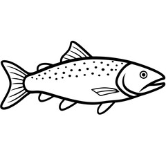 Minimalist Trout Line Art Vector