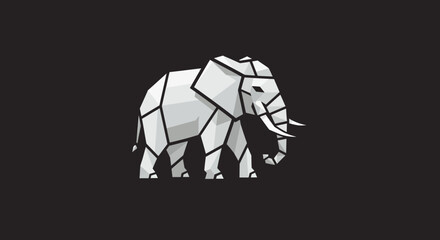 Geometric Rhinoceros Low Poly Animal Design on Dark Background