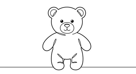 Minimalist Continuous Line Drawing of a Teddy Bear on a Line
