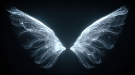 Fototapeta premium Glowing ethereal angel wings abstract art digital illustration Perfect for fantasy backgrounds or spiritual concepts