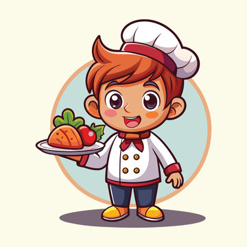 Cute cartoon boy be a chef