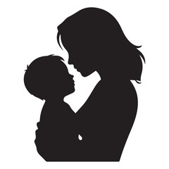 Mother and Child Silhouette Vector Collection – Heartfelt Illustrations of Mom and Kid Bonding Moments for Mother’s Day, Family Love, and Parenting Concepts