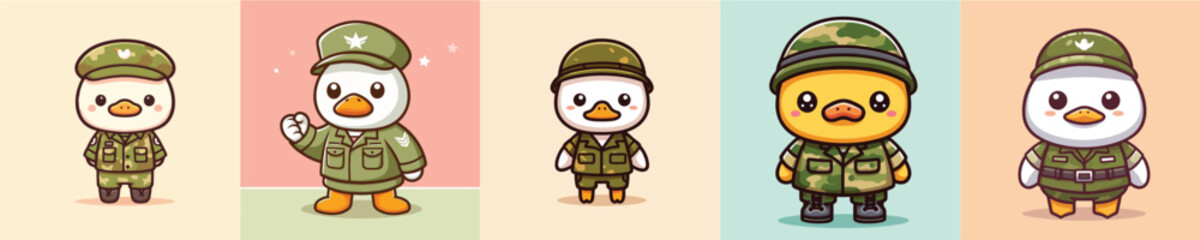 duck vector in army uniform
