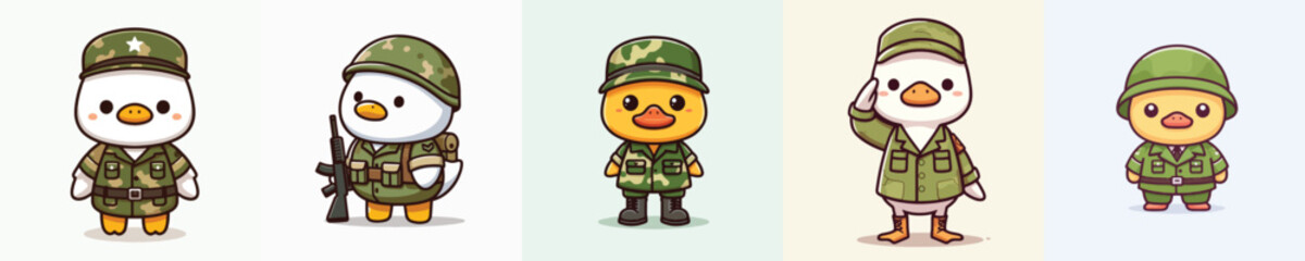 duck vector in army uniform