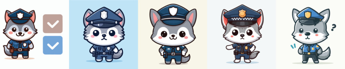 wolf vector in police uniform