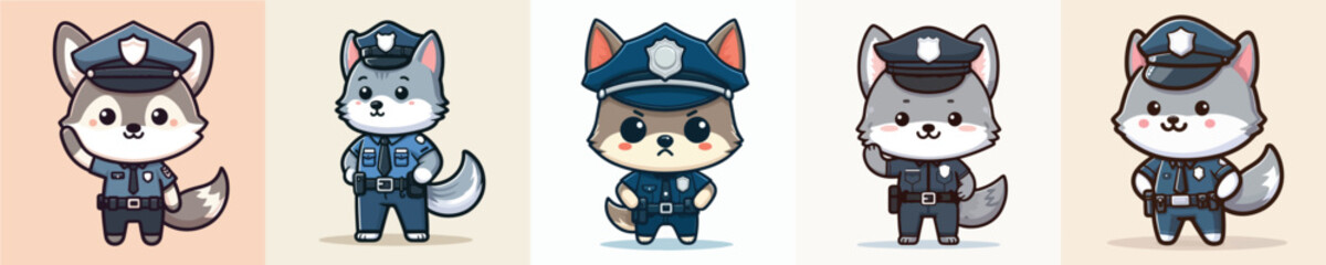 wolf vector in police uniform
