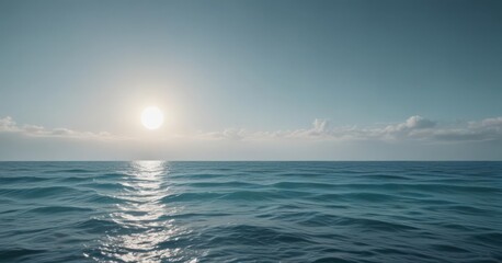Obraz premium Subtle light blue to deeper teal gradient, ethereal ocean feel , marine, pastel