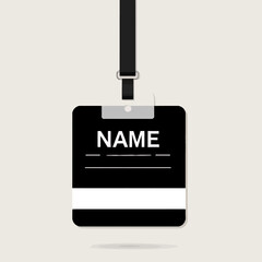 Obraz premium Name Tag Badge Template Vector_Illustration_Employee_Identification_Card_Lanyard_Blank_Business_Corporate_Event_Pass_VIP_Access_Conference_Credential