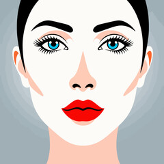 Woman with Facial Mask Skincare Routine Beauty Treatment for Healthy Skin Bright Eyes and Bold Red Lips Artistic Minimalist Illustration for Spa Blog and Wellness