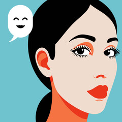 Woman_with_Smiling_Chat_Bubble_Vector_Illustration_of_a_Stylish_Lady_with_a_Black_Ponytail_and_a_Cute_Smiling_Face_in_a_Speech_Bubble_Communication_Concept