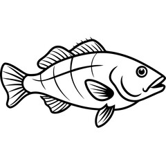 One-Line Grouper Vector Illustration