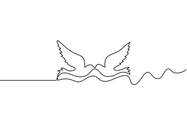 bird White dove in one continuous line drawing. Bird symbol of peace and freedom in simple linear style. Concept for national labor movement icon. Editable stroke. Doodle outline vector illustration