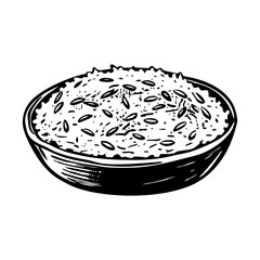 A vintage style illustration of saffron rice