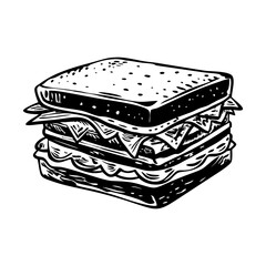 A hand drawn illustration of sandwich
