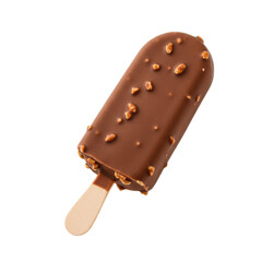 Obraz premium Chocolate ice cream bar with nuts isolated on transparent background
