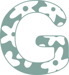 Hand drawn vector illustrated letter G with abstract flowers