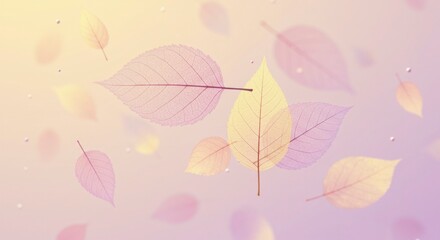 Fototapeta premium Pastel leaves floating