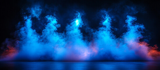 Colorful smoke stage lighting show.