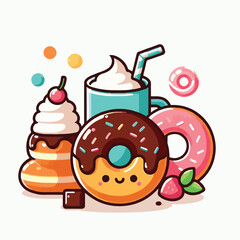 dessert, bakery, sweet, food, donut, snack, pastry, sugar, delicious, icing, breakfast, doughnut, tasty, glazed, chocolate, isolated, round, cake, sprinkles, donuts, cream, eat, pink, colorful, candy,