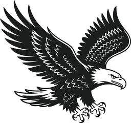 Flying Bald Eagle Silhouette Vector – Patriotic American Symbol for Independence Day and National Pride Designs