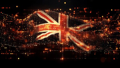 Fototapeta premium Glowing digital Union Jack flag