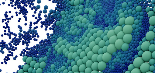 Abstract background with blue and green spheres.  Perfect for technology, science, or design concepts.