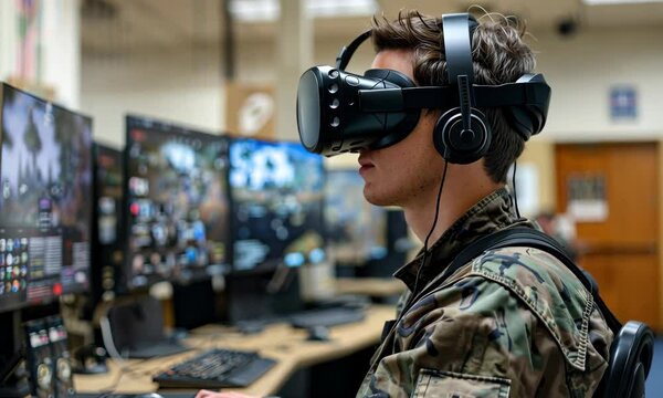 Virtual reality training session in high-tech gaming environment by AlirezA, featuring immersive technology and strategic gameplay
