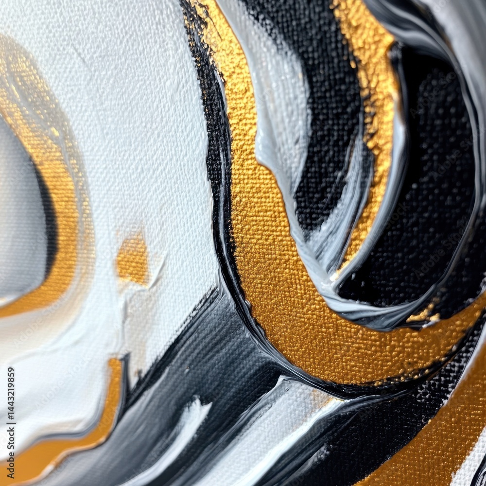 Poster abstract canvas art with gold accents and flowing paint strokes creating a modern and luxurious visu