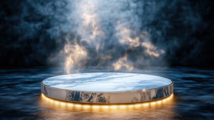 Obraz premium luxurious 3D podium design with marble surface and glowing lights